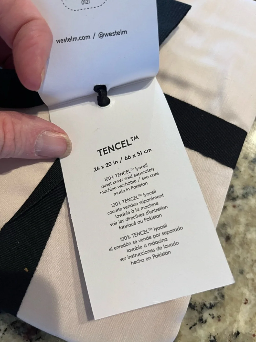 West Elm Silky TENCEL standard sham, made from 100% Lyocell